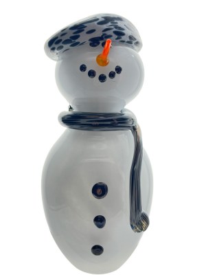 Snowman with Black and White Leopard Print Beret1